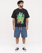 Mockup Boxy Heavyweight Tee Black male full-body 07