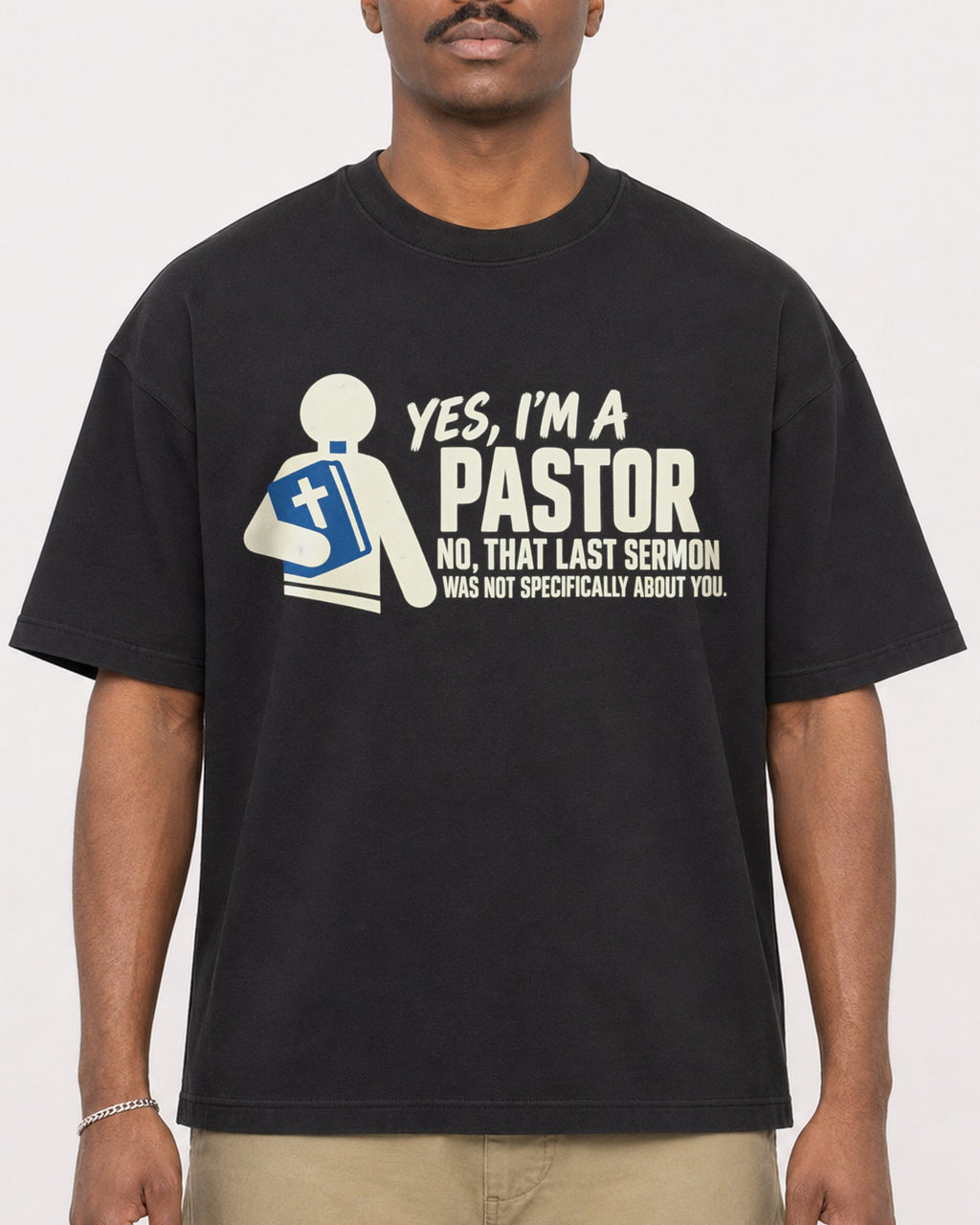 Mockup Boxy Heavyweight Tee Black male close-up 44