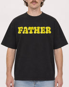 Mockup Boxy Heavyweight Tee Black male close-up 09