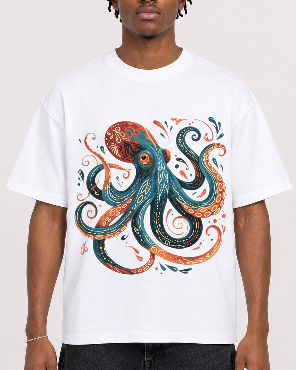 Mockup Boxy Heavyweight Tee White male close-up 05