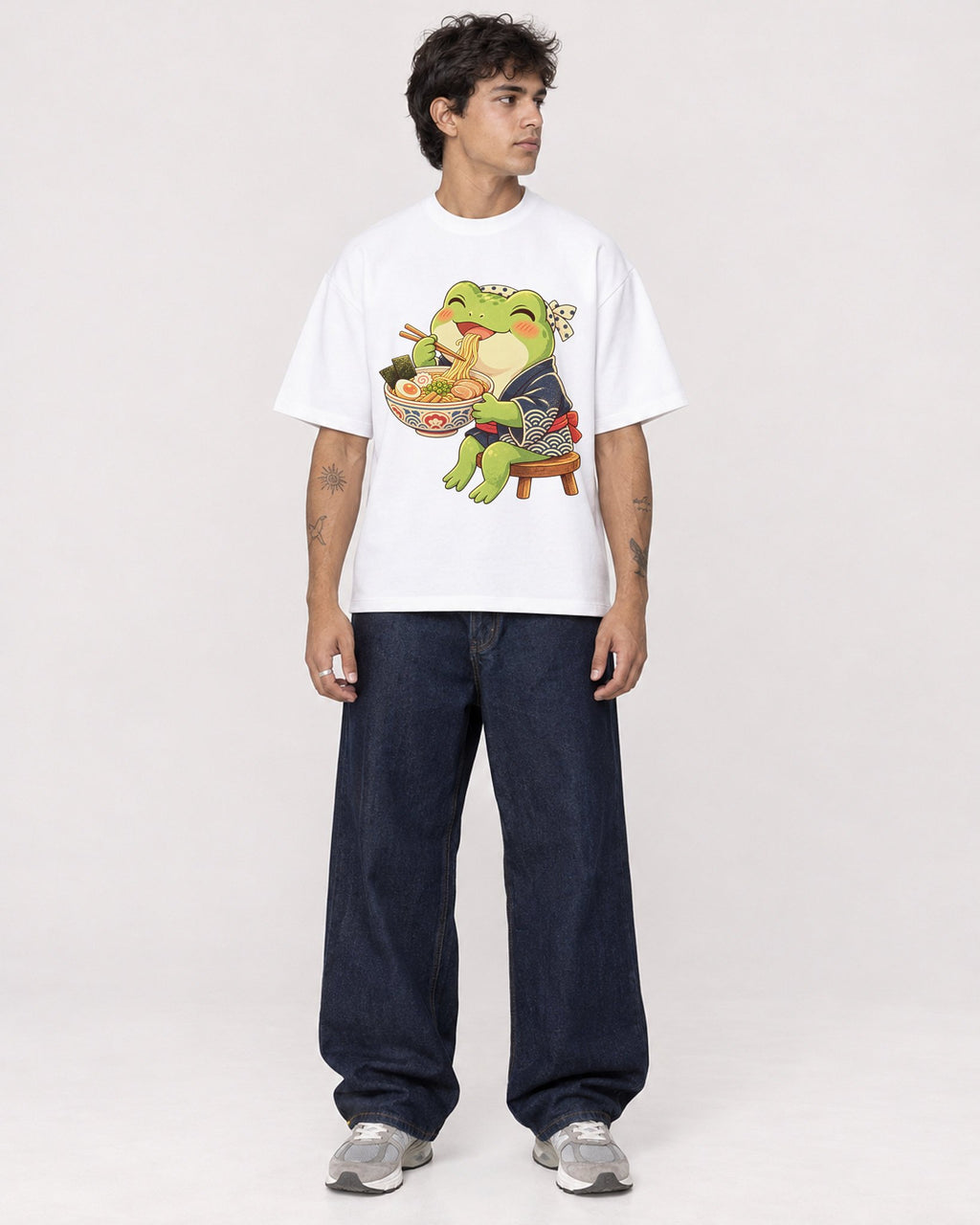 Mockup Boxy Heavyweight Tee White male full-body 06
