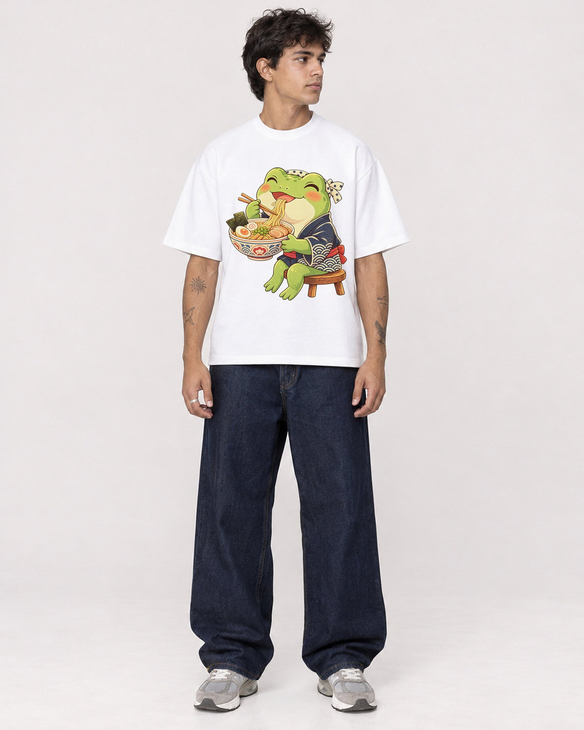 Mockup Boxy Heavyweight Tee White male full-body 06