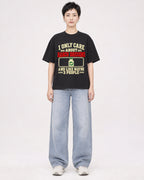Mockup Boxy Heavyweight Tee Black female full-body 23