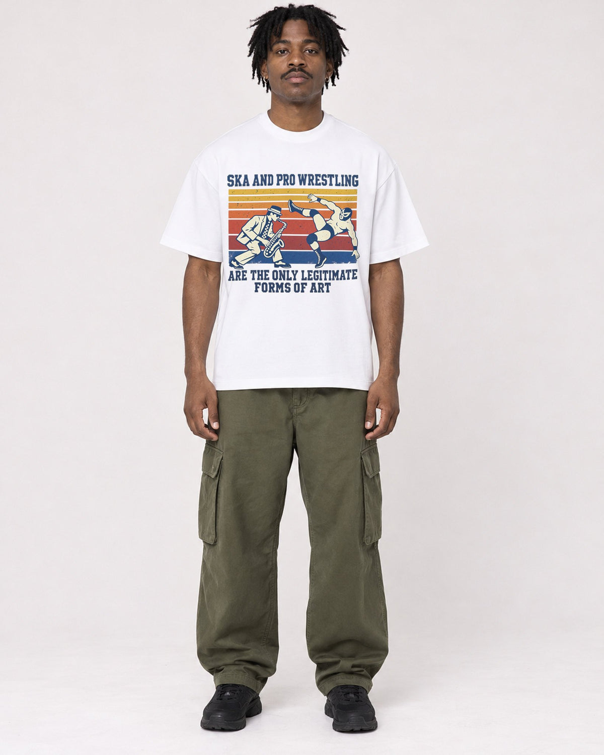 Mockup Boxy Heavyweight Tee White male full-body 04