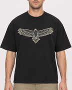 Mockup Boxy Heavyweight Tee Black male close-up 08