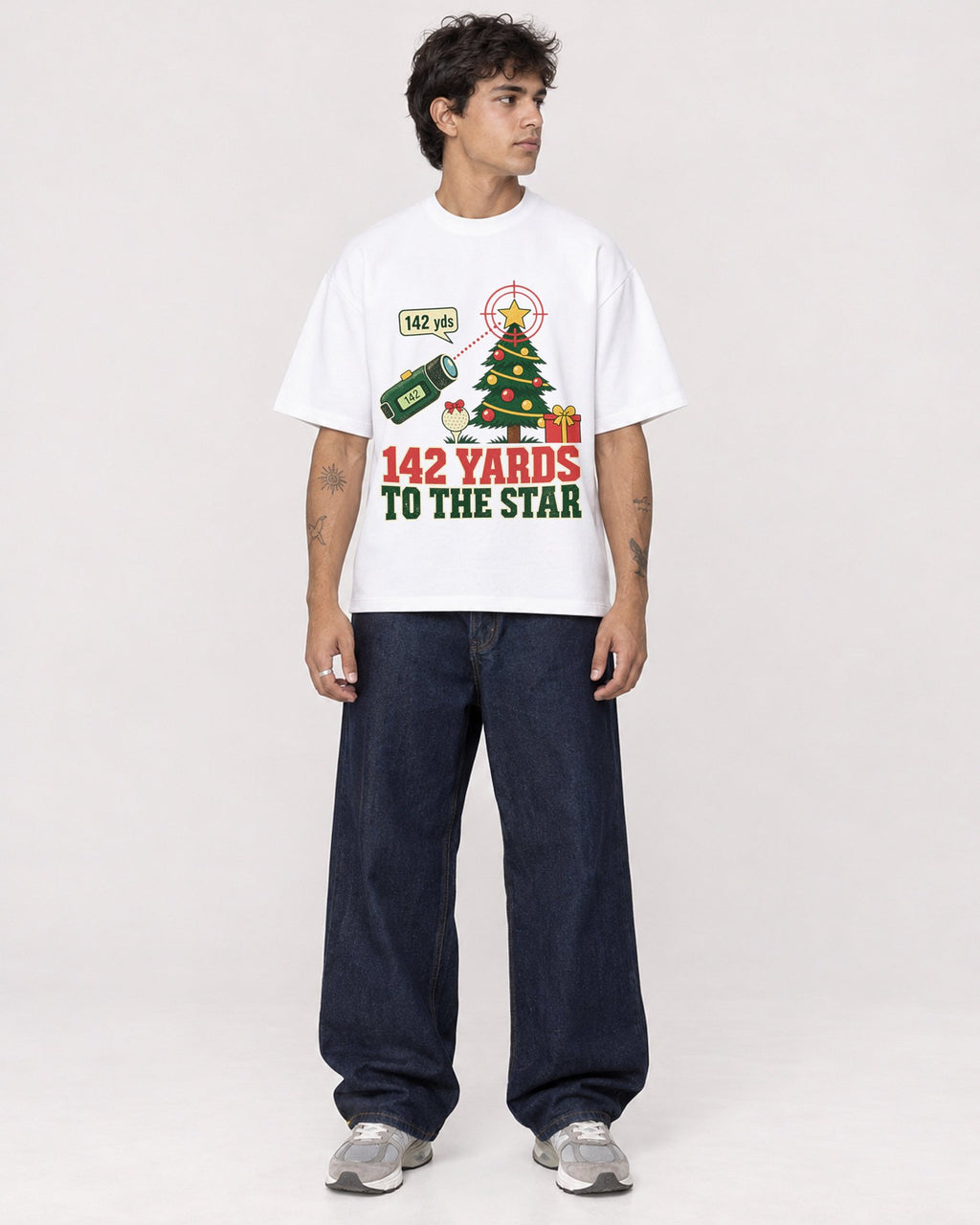 Mockup Boxy Heavyweight Tee White male full-body 06