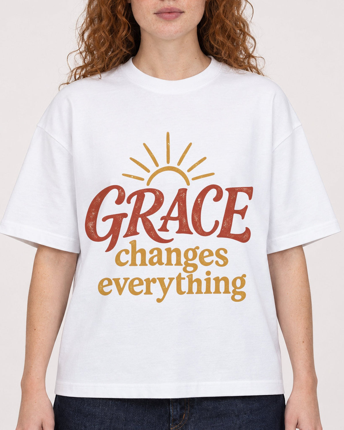 Mockup Boxy Heavyweight Tee White female close-up 09