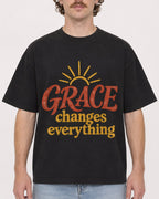 Mockup Boxy Heavyweight Tee Black male close-up 09