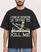 Mockup Boxy Heavyweight Tee Black male close-up 07