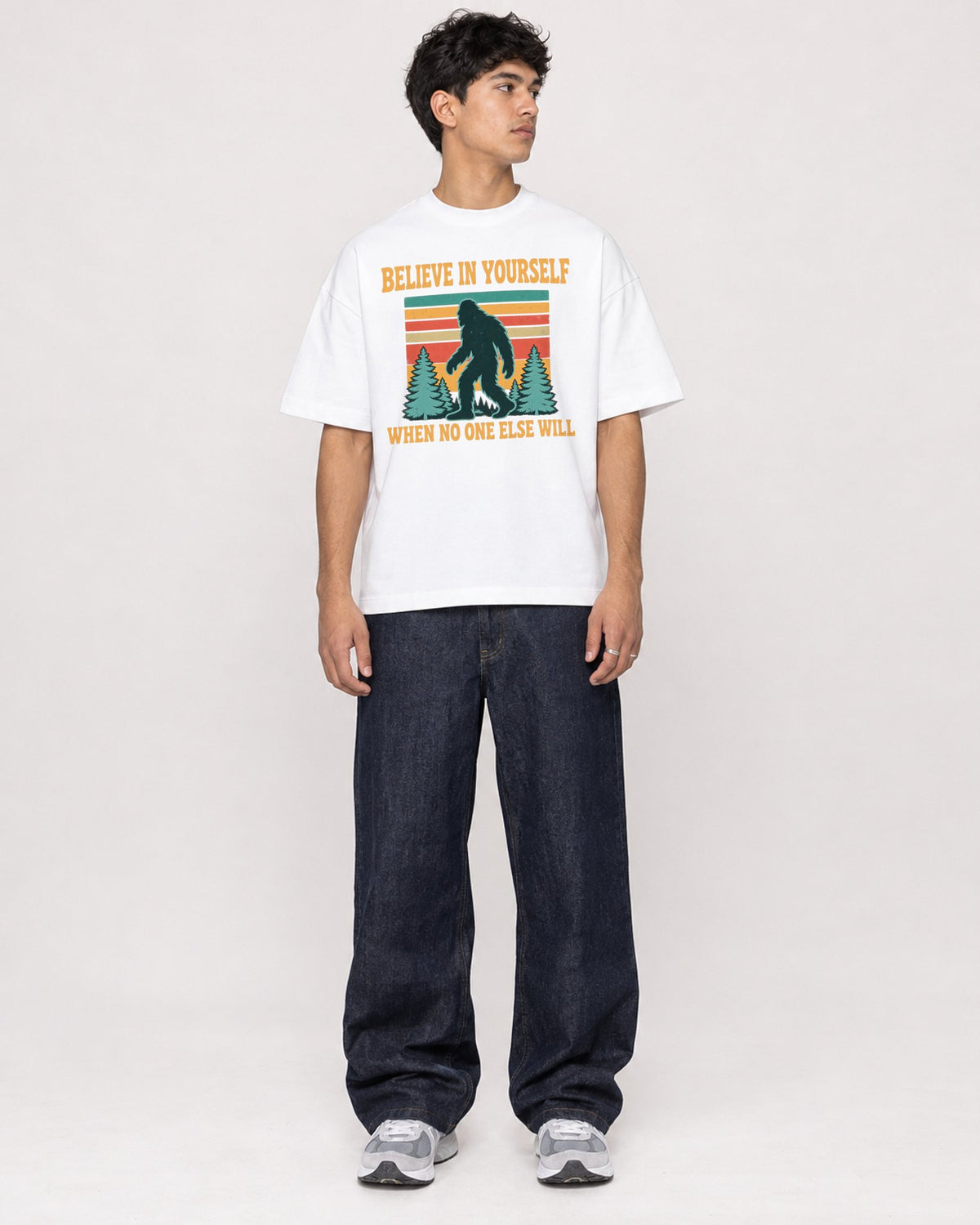 Mockup Boxy Heavyweight Tee White male full-body 46