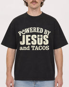 Mockup Boxy Heavyweight Tee Black male close-up 09