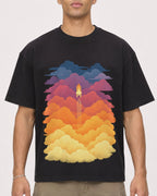 Mockup Boxy Heavyweight Tee Black male close-up 20