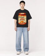 Mockup Boxy Heavyweight Tee Black male full-body 21