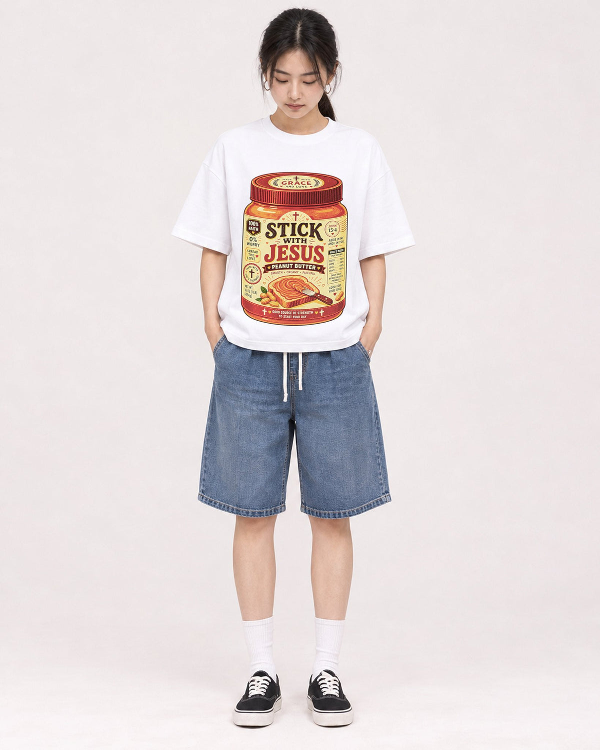 Mockup Boxy Heavyweight Tee White female full-body 21