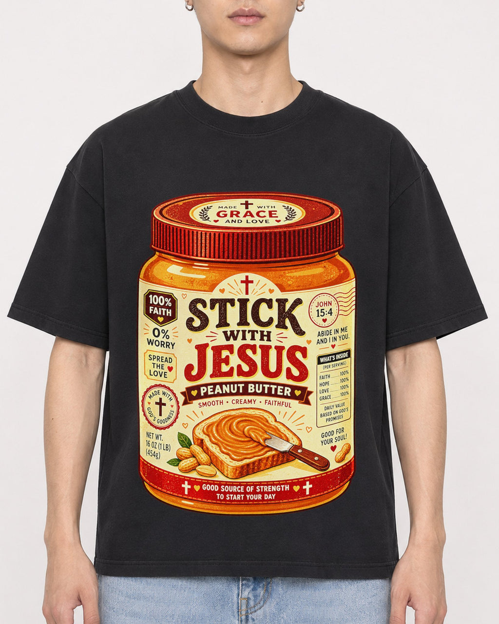Mockup Boxy Heavyweight Tee Black male close-up 21