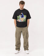 Mockup Boxy Heavyweight Tee Black male full-body 08