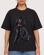 Mockup Boxy Heavyweight Tee Black female close-up 16
