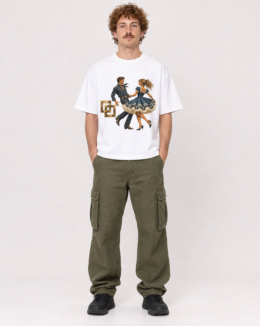 Mockup Boxy Heavyweight Tee White male full-body 09