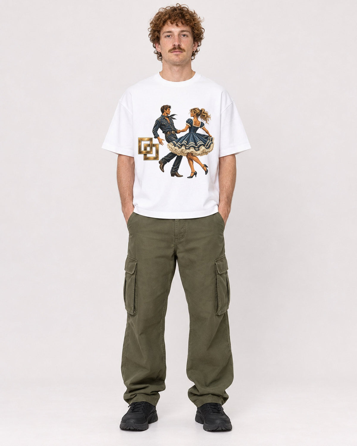 Mockup Boxy Heavyweight Tee White male full-body 09