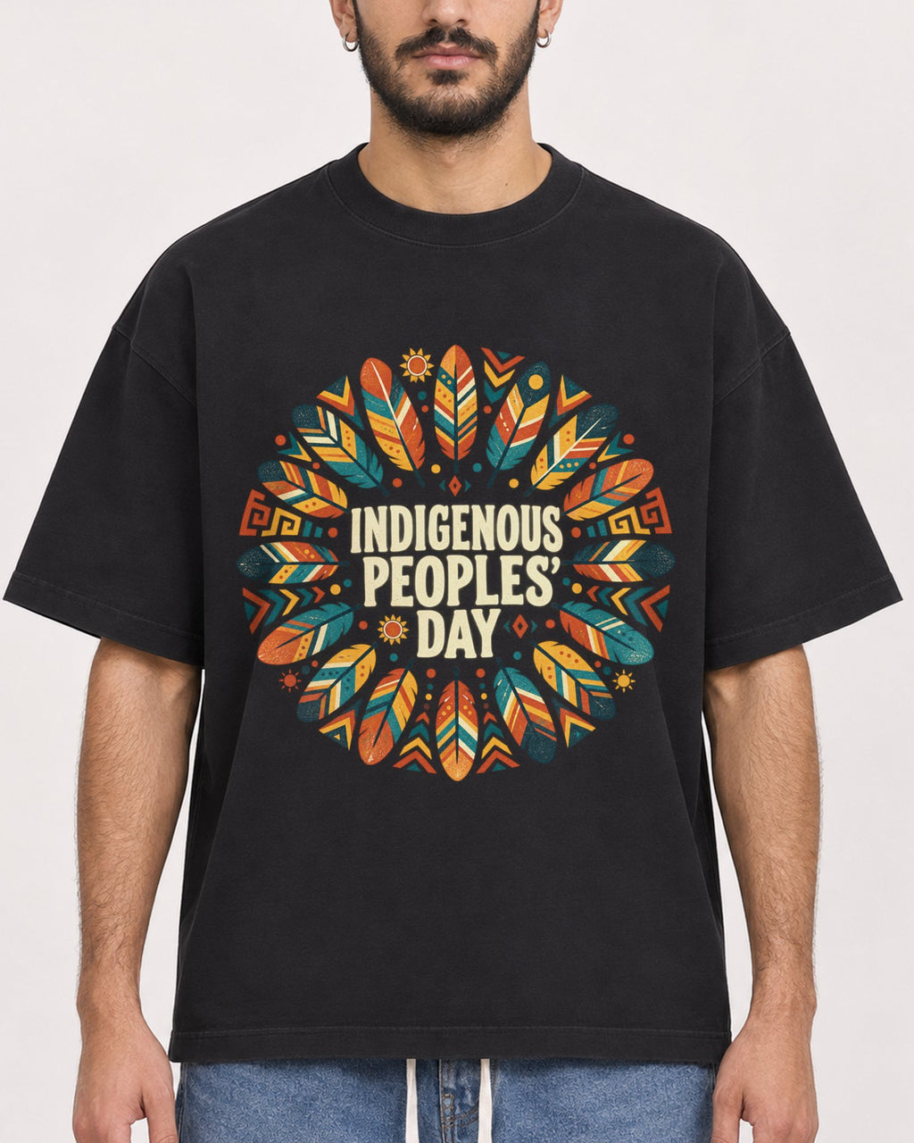 Mockup Boxy Heavyweight Tee Black male close-up 07