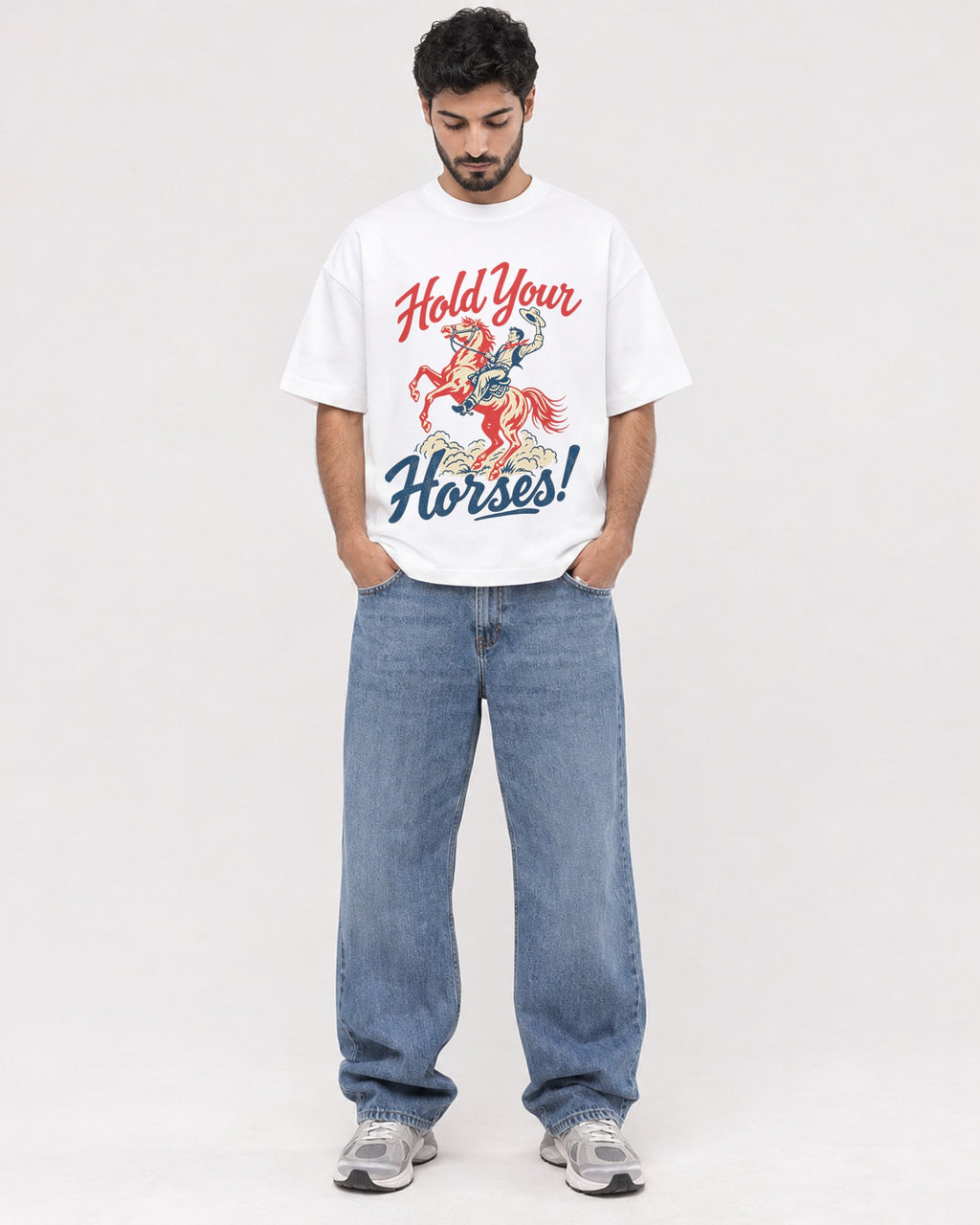 Mockup Boxy Heavyweight Tee White male full-body 07