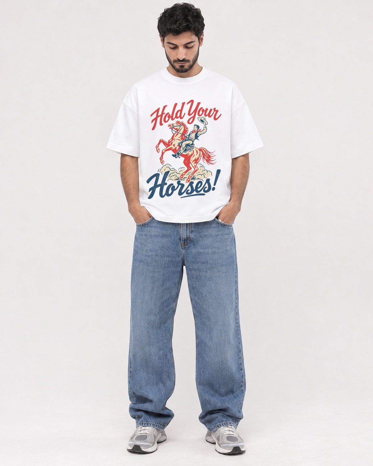 Mockup Boxy Heavyweight Tee White male full-body 07