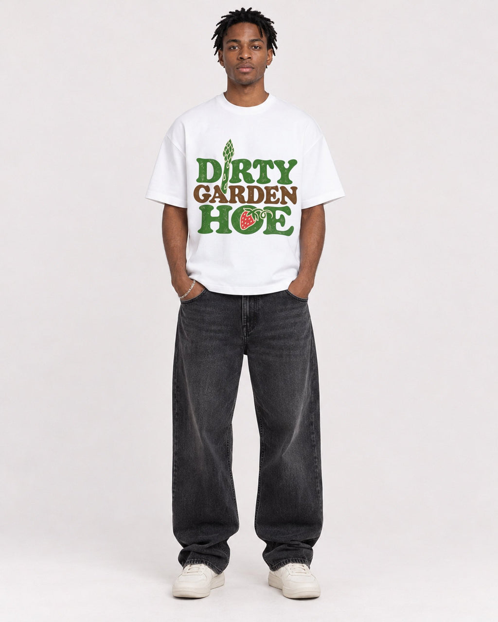 Mockup Boxy Heavyweight Tee White male full-body 05