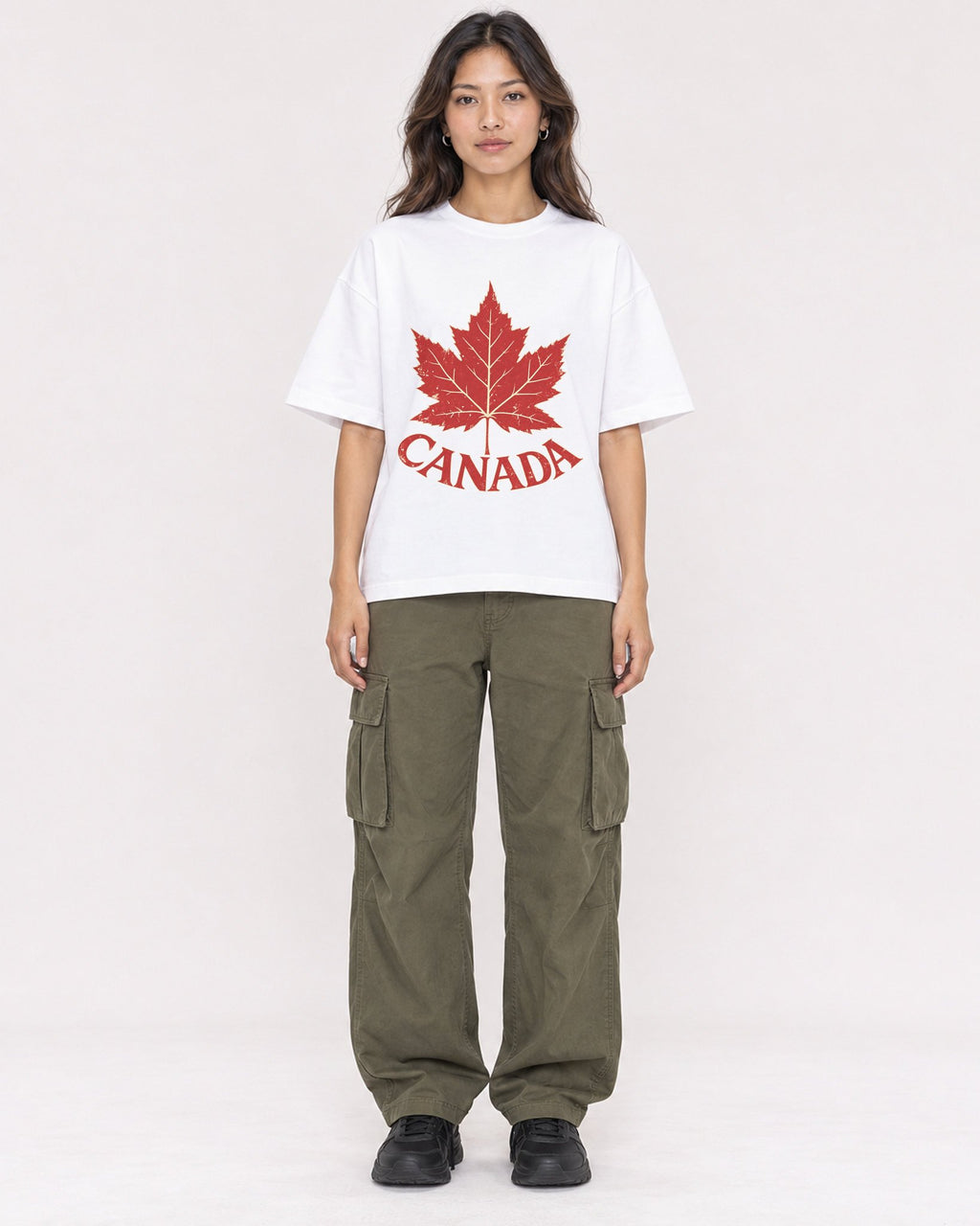 Mockup Boxy Heavyweight Tee White female full-body 02