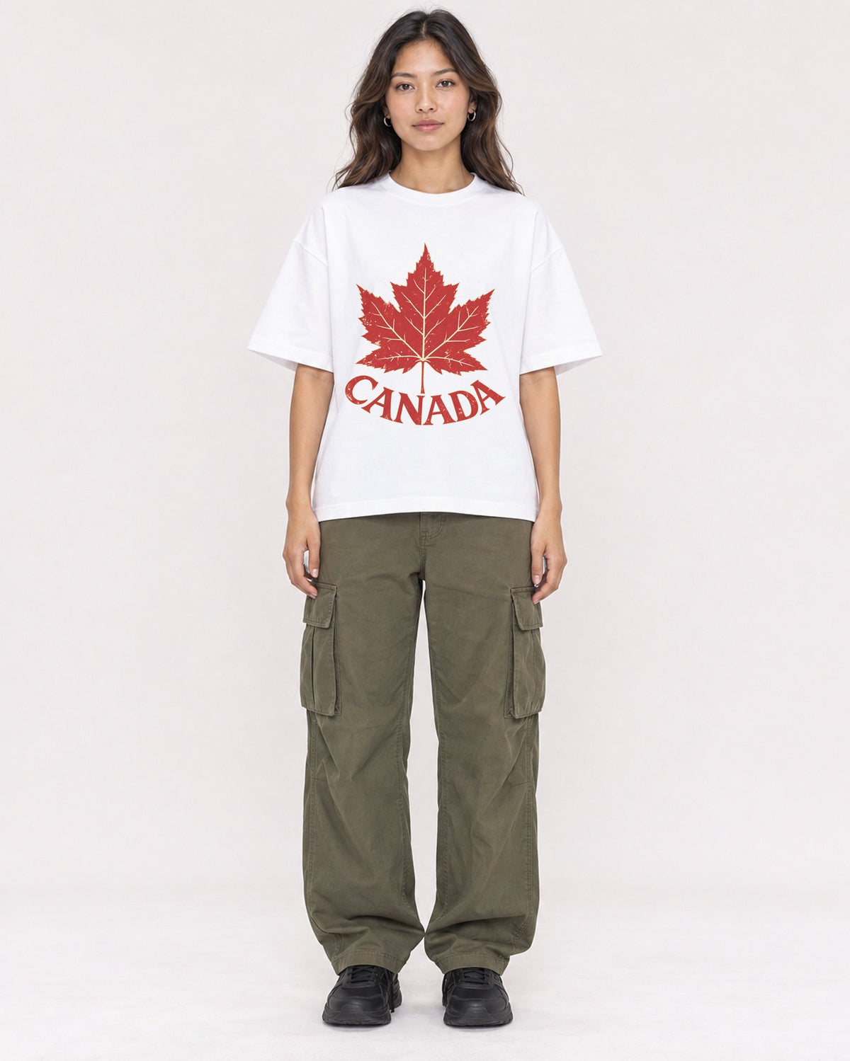 Mockup Boxy Heavyweight Tee White female full-body 02
