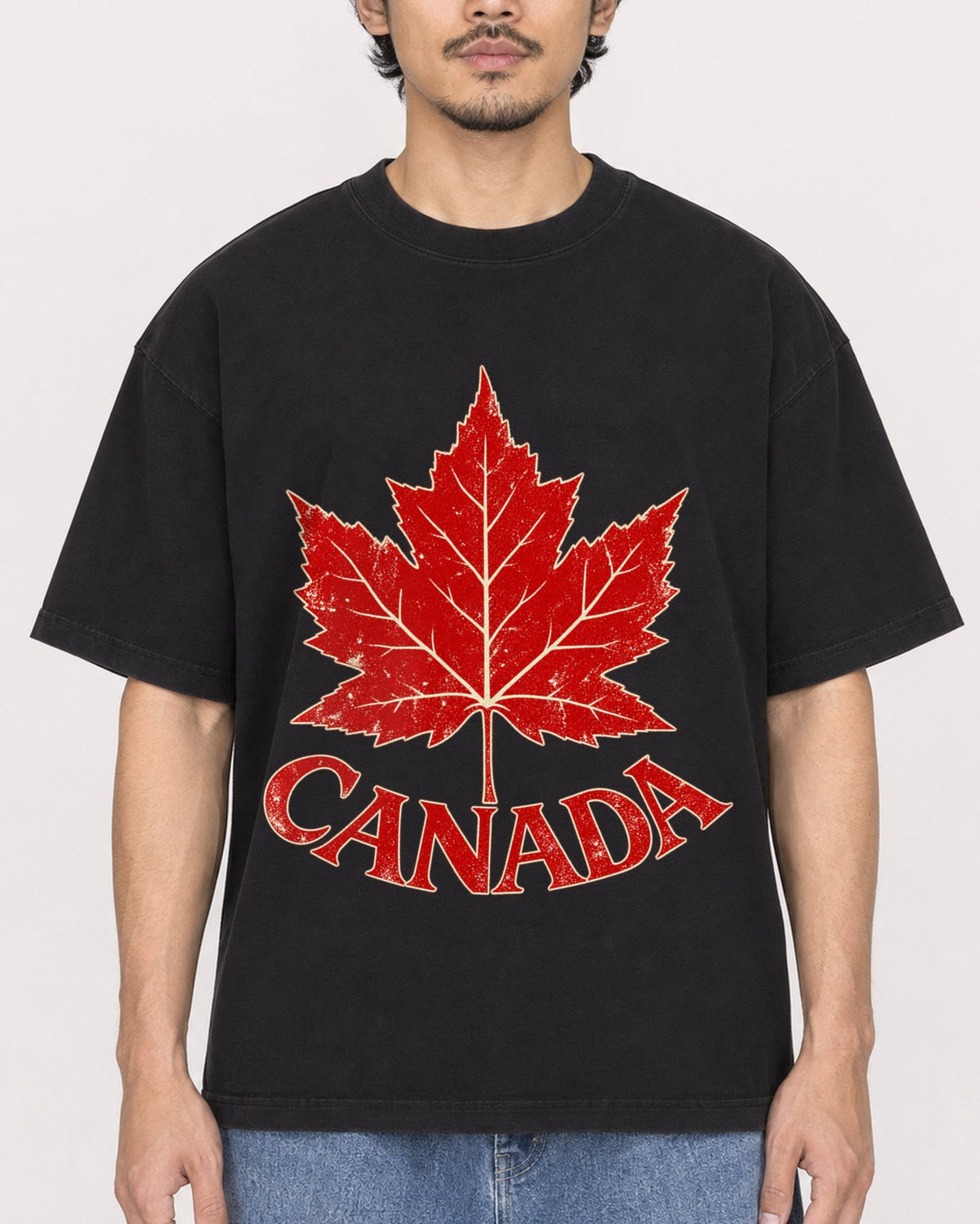 Mockup Boxy Heavyweight Tee Black male close-up 02