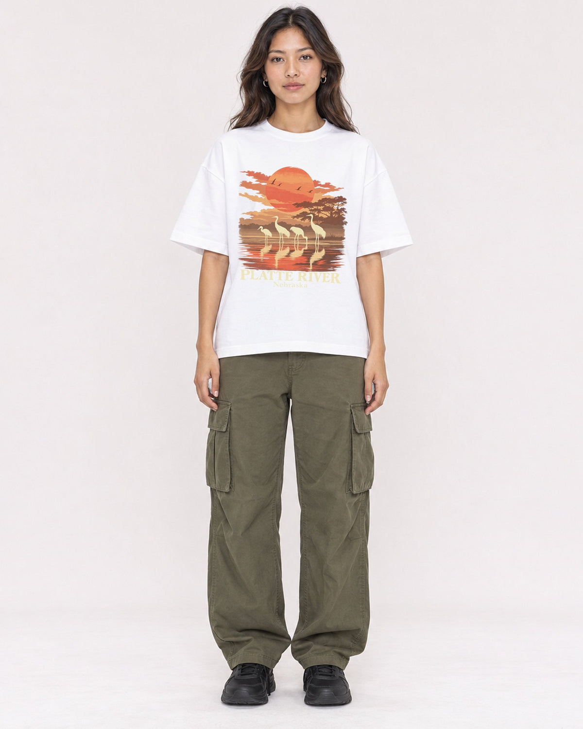 Mockup Boxy Heavyweight Tee White female full-body 02