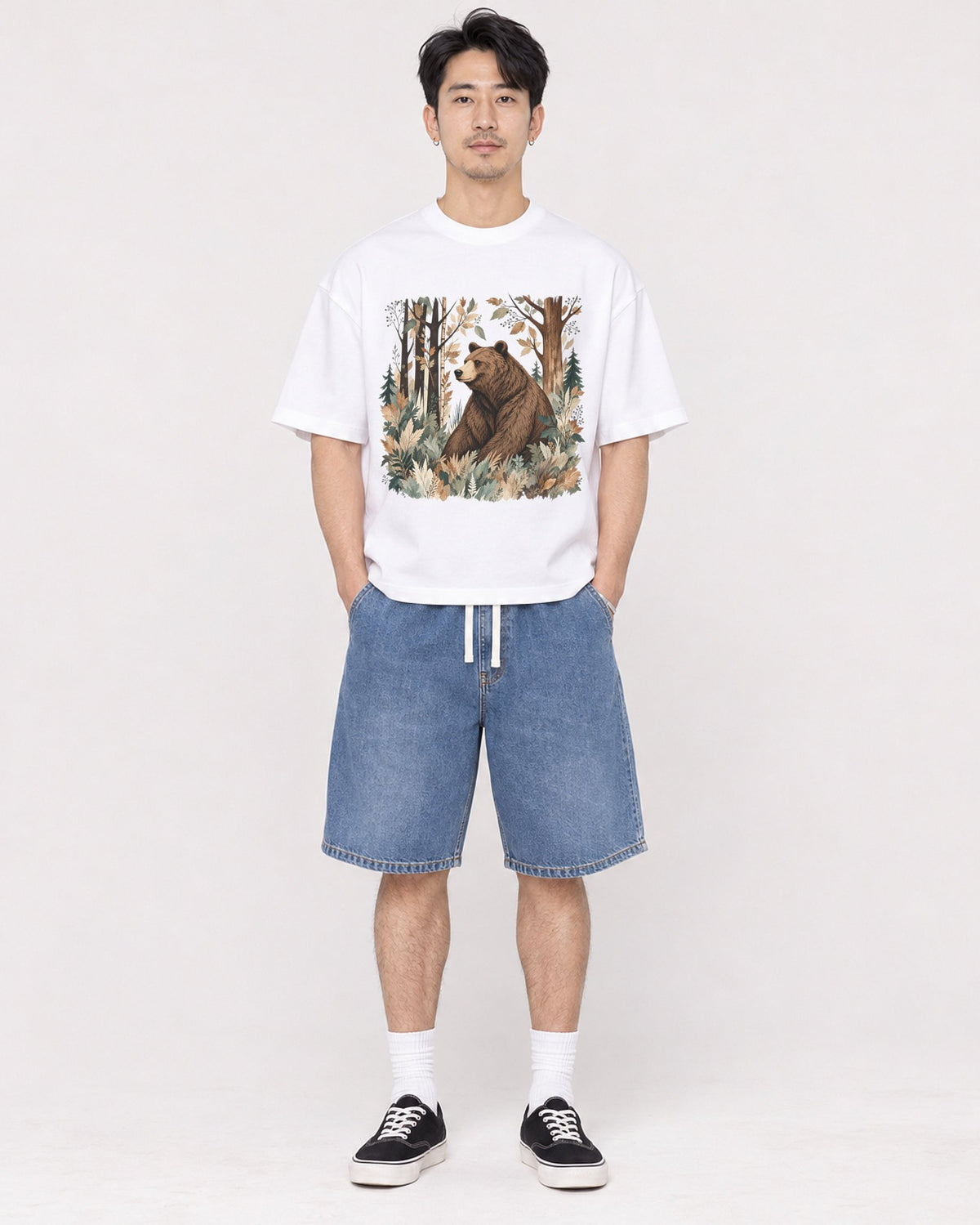 Mockup Boxy Heavyweight Tee White male full-body 13