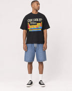 Mockup Boxy Heavyweight Tee Black male full-body 35