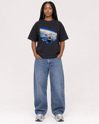 Mockup Boxy Heavyweight Tee Black female full-body 04