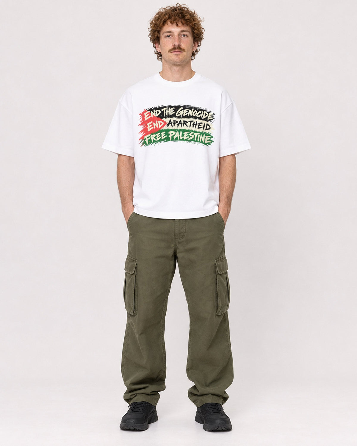 Mockup Boxy Heavyweight Tee White male full-body 09