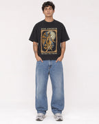 Mockup Boxy Heavyweight Tee Black male full-body 06