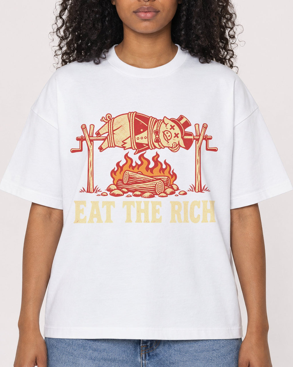 Mockup Boxy Heavyweight Tee White female close-up 05
