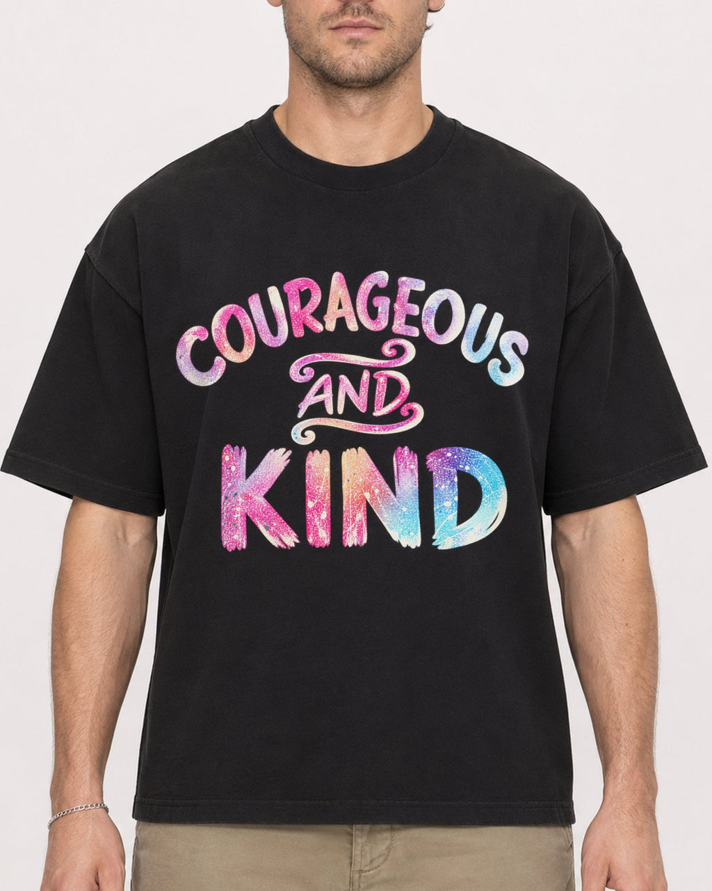 Mockup Boxy Heavyweight Tee Black male close-up 08