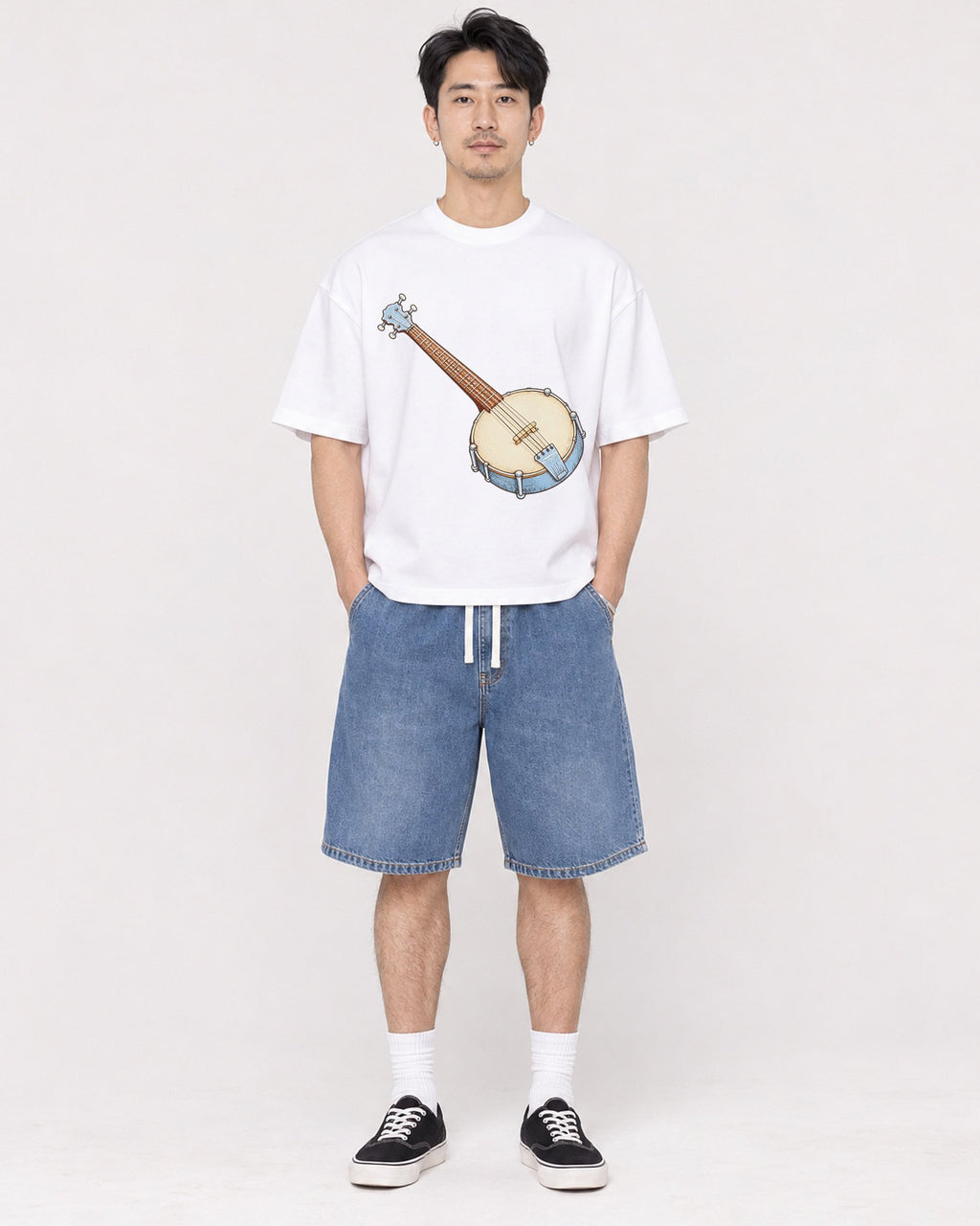 Mockup Boxy Heavyweight Tee White male full-body 13
