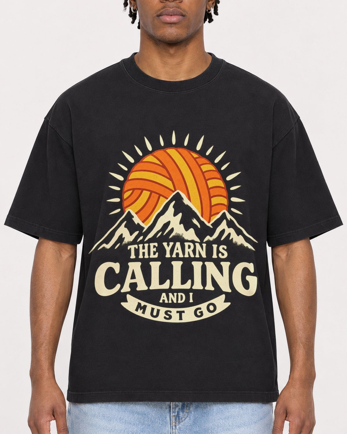 Mockup Boxy Heavyweight Tee Black male close-up 05