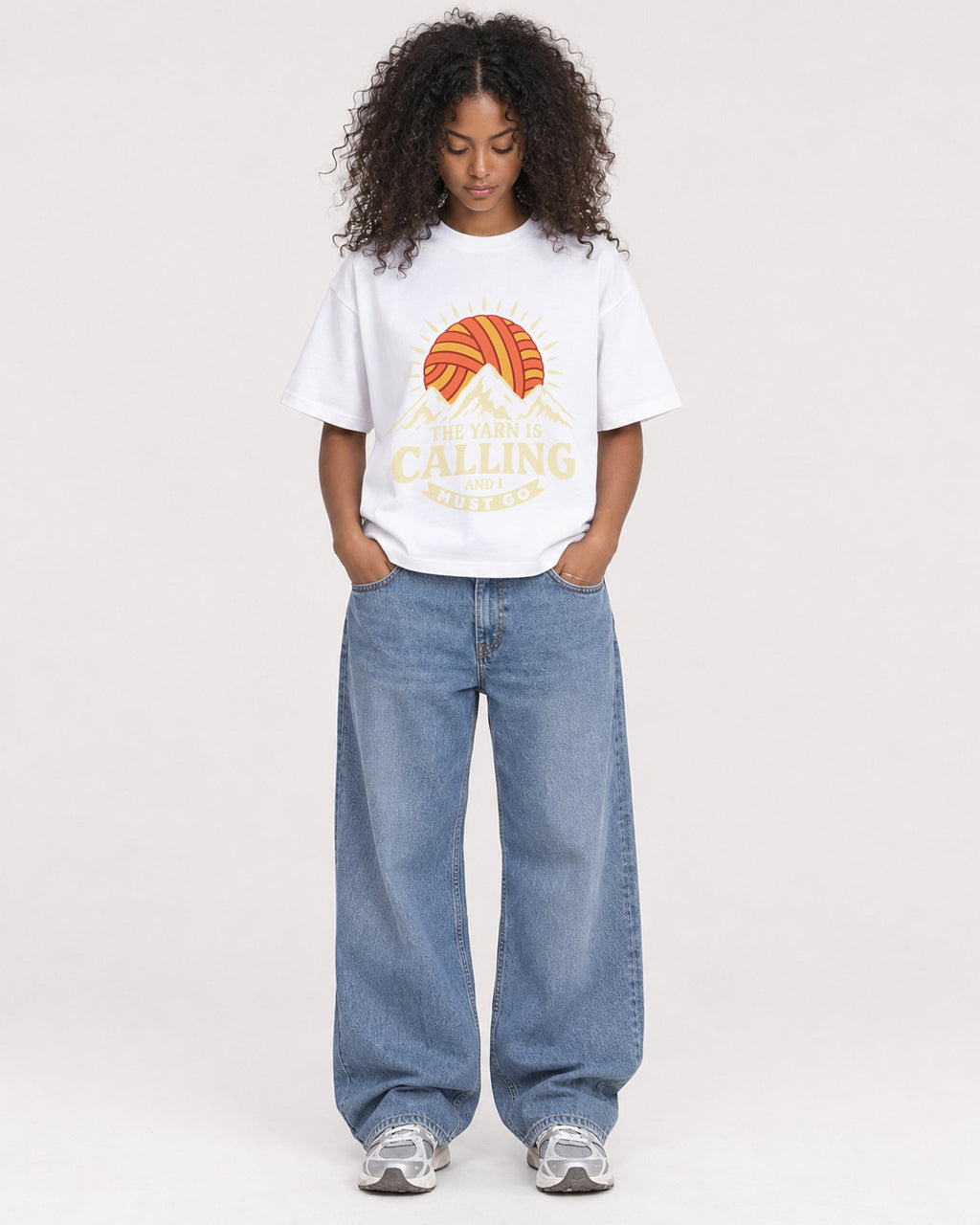 Mockup Boxy Heavyweight Tee White female full-body 05