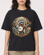 Mockup Boxy Heavyweight Tee Black female close-up 02
