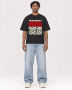Mockup Boxy Heavyweight Tee Black male full-body 05