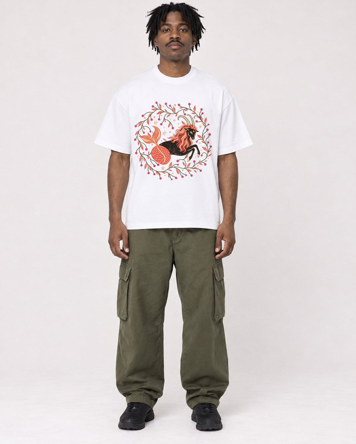 Mockup Boxy Heavyweight Tee White male full-body 04