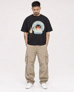 Mockup Boxy Heavyweight Tee Black male full-body 12