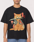 Mockup Boxy Heavyweight Tee Black male close-up 10