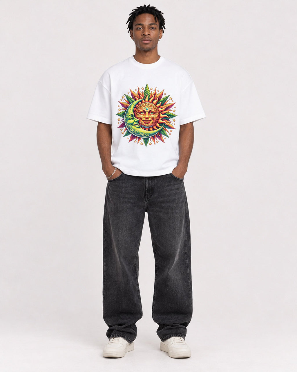 Mockup Boxy Heavyweight Tee White male full-body 05
