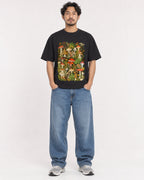Mockup Boxy Heavyweight Tee Black male full-body 02