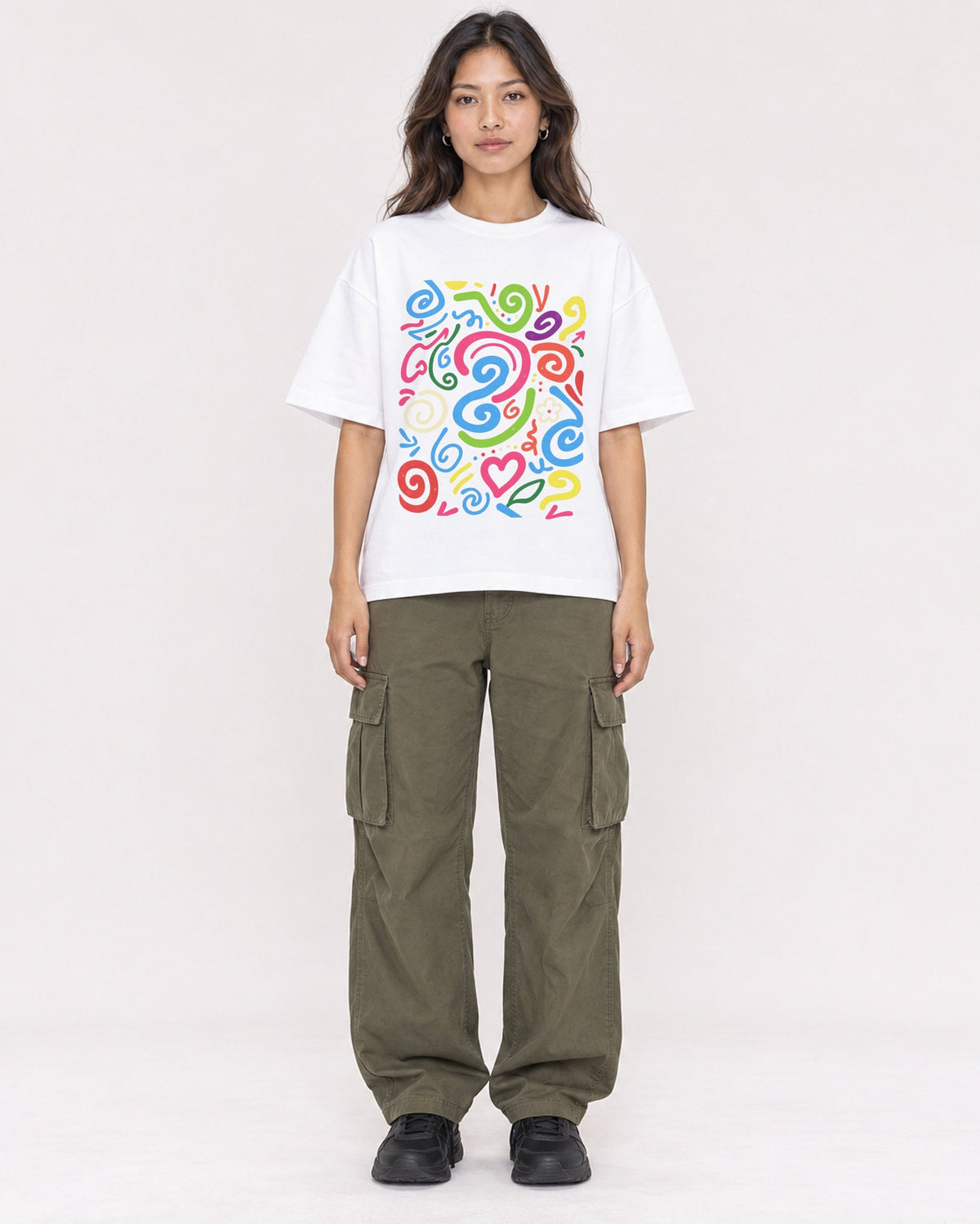 Mockup Boxy Heavyweight Tee White female full-body 02
