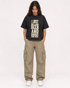 Mockup Boxy Heavyweight Tee Black female full-body 06